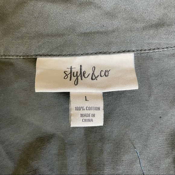 STYLE & CO. COTTON HOODED UTILITY JACKET SAGE size M - Picture 8 of 14